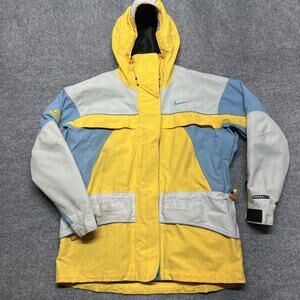 Nike Jacket Womens M Yellow Colorblock ACG Hooded Ski STORM-FIT Winter Snow